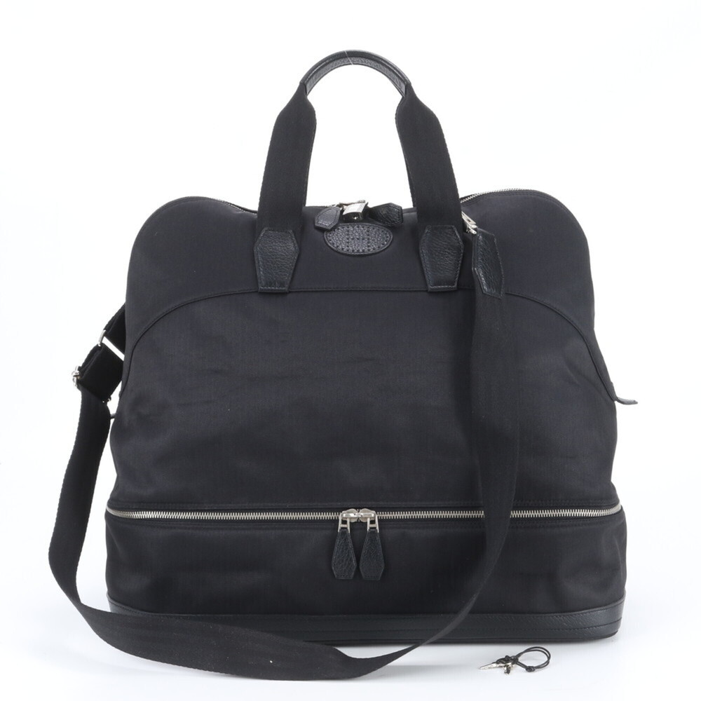 Hermes Sac de Golf Toile Chevron Leather 2-Way Boston Bag Shoulder Tote for Men